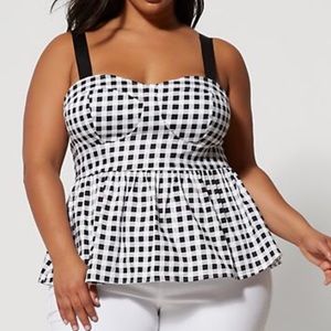 Gingham Peplum Sleeveless Top